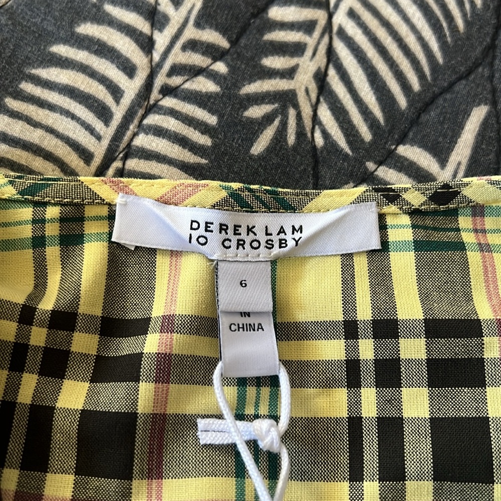 Derek Lam NWT cropped checked cotton blend poplin Puff Sleeve Top. Size 6. - Picture 5 of 6